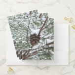 Snowy Pine Cone II Winter Nature Photography Pocket Folder