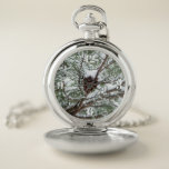 Snowy Pine Cone II Winter Nature Photography Pocket Watch