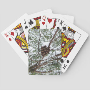 Snowy Pine Cone II Winter Nature Photography Poker Cards