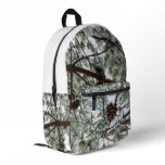 Snowy Pine Cone II Winter Nature Photography Printed Backpack