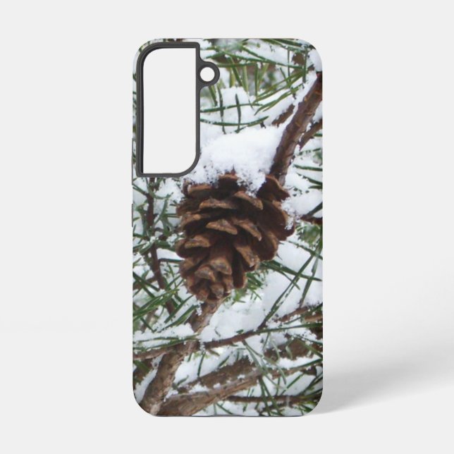 Snowy Pine Cone II Winter Nature Photography Samsung Galaxy Case (Back)