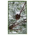 Snowy Pine Cone II Winter Nature Photography Small Gift Bag