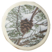 Snowy Pine Cone II Winter Nature Photography Sugar Cookie (Front)
