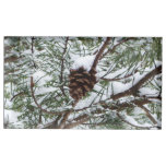 Snowy Pine Cone II Winter Nature Photography Table Card Holder