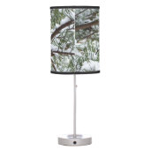 Snowy Pine Cone II Winter Nature Photography Table Lamp (Back)