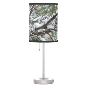 Snowy Pine Cone II Winter Nature Photography Table Lamp (Right)