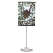 Snowy Pine Cone II Winter Nature Photography Table Lamp (Front)
