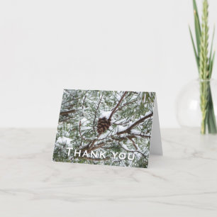 Snowy Pine Cone II Winter Nature Photography Thank You Card