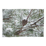 Snowy Pine Cone II Winter Nature Photography Towel