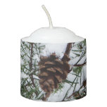 Snowy Pine Cone II Winter Nature Photography Votive Candle