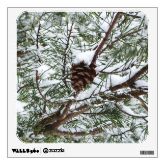 Snowy Pine Cone II Winter Nature Photography Wall Sticker
