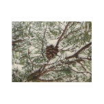 Snowy Pine Cone II Winter Nature Photography Wood Poster