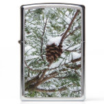 Snowy Pine Cone II Winter Nature Photography Zippo Lighter