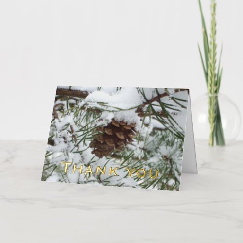 Snowy Pine Cone Thank You Card