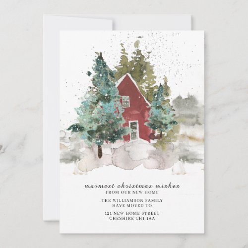 Snowy Pine Forest Christmas New Home Announcement