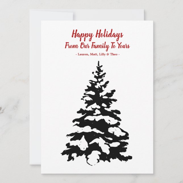 Snowy Pine Happy Holiday Card (Front)