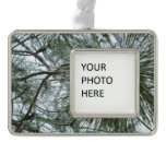 Snowy Pine Needles Winter Nature Photography Christmas Ornament