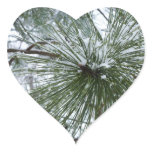 Snowy Pine Needles Winter Nature Photography Heart Sticker