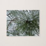 Snowy Pine Needles Winter Nature Photography Jigsaw Puzzle