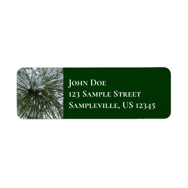 Snowy Pine Needles Winter Nature Photography Label (Front)