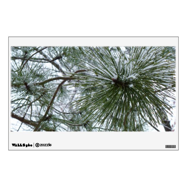 Snowy Pine Needles Winter Nature Photography Wall Sticker (Front)