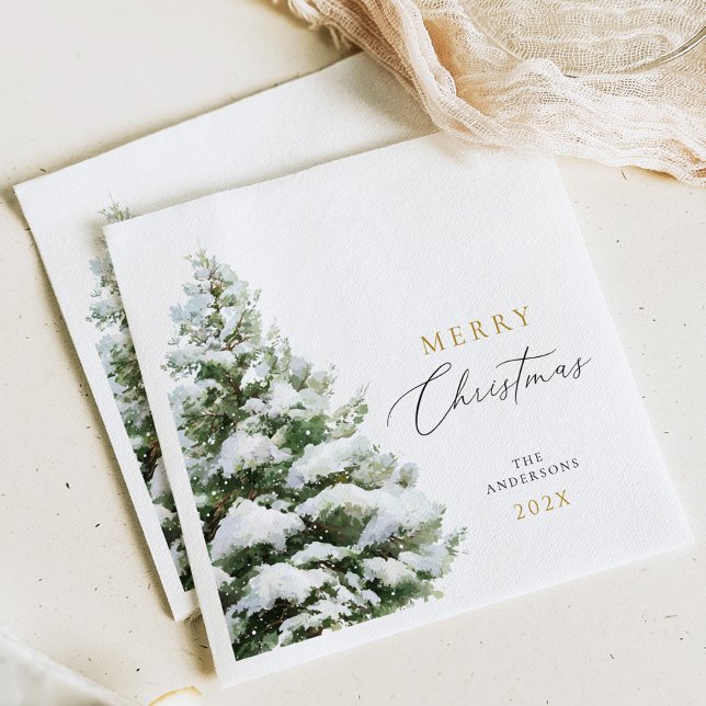 Snowy Pine Tree Christmas Napkins (Creator Uploaded)
