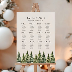 Snowy Pine Tree Medium Wedding Seating Chart Foam Board