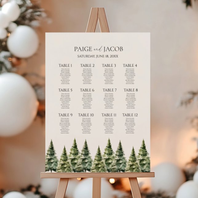 Snowy Pine Tree Medium Wedding Seating Chart Foam Board (Creator Uploaded)
