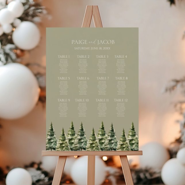 Snowy Pine Tree Medium Wedding Seating Chart Foam Board (Creator Uploaded)