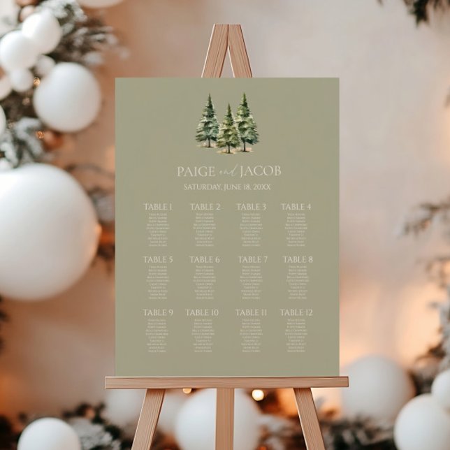 Snowy Pine Tree Medium Wedding Seating Chart Foam Board (Creator Uploaded)