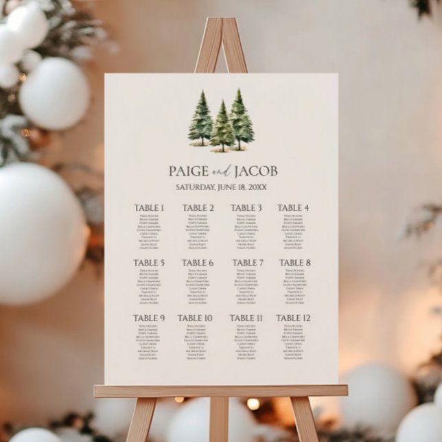 Snowy Pine Tree Medium Wedding Seating Chart Foam Board (Creator Uploaded)
