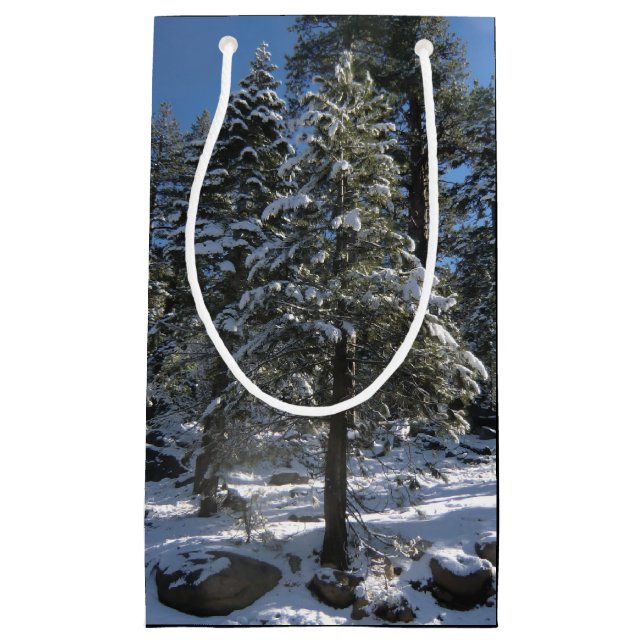 Snowy Pine Trees Christmas Gift Bag (Front)