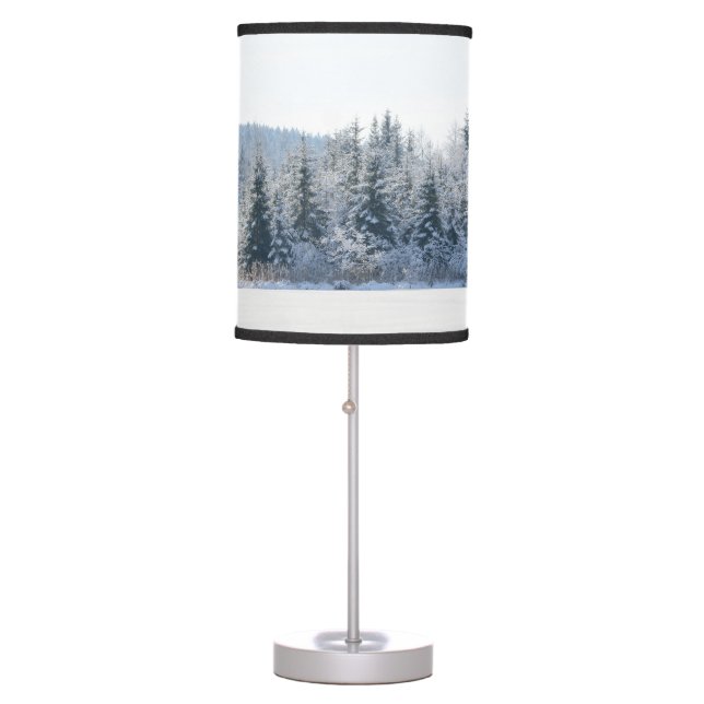 Snowy Pine Trees Dream 1 Table Lamp (Front)