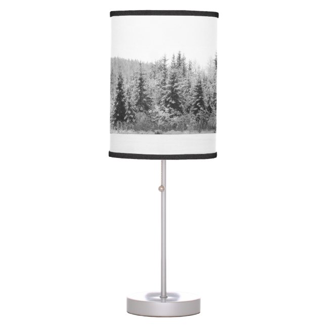 Snowy Pine Trees Dream 2 Table Lamp (Front)