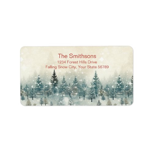 Snowy Pine Trees Vintage Return Address Labels