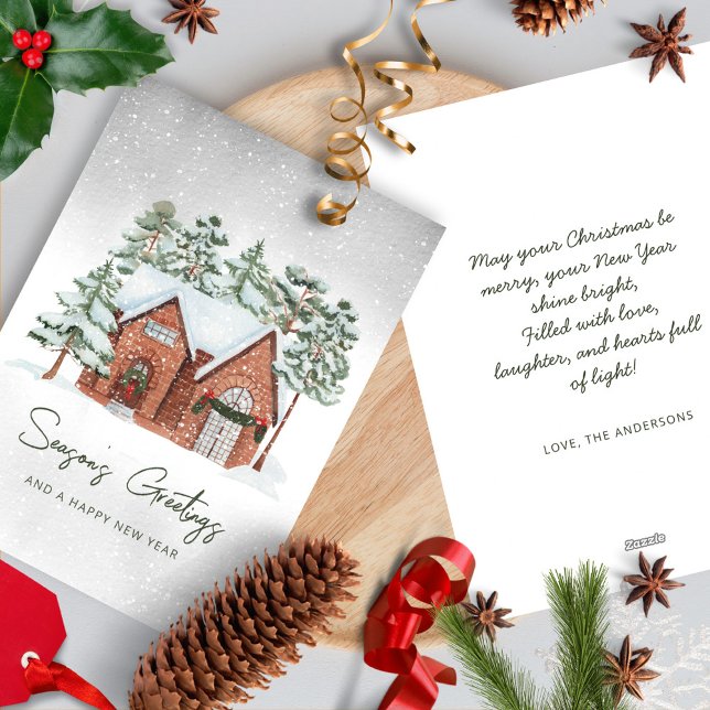 Snowy Pine Trees Winter Scene Christmas Holiday Card (Creator Uploaded)