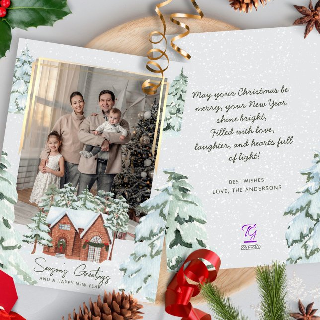 Snowy Pine Trees Winter Scene Photo Christmas Holiday Card (Creator Uploaded)