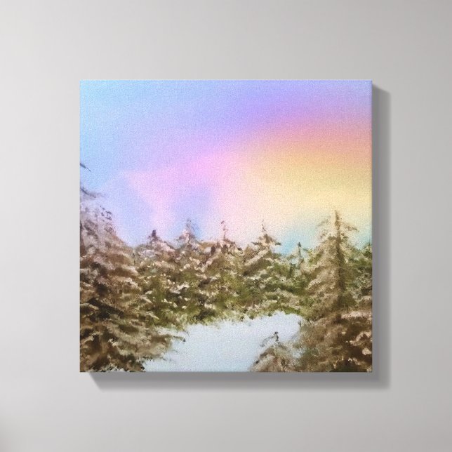  Snowy Pines at Sunrise Original Winter Landscape Canvas Print (Front)