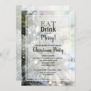 Snowy Pines Christmas Holiday Invitations