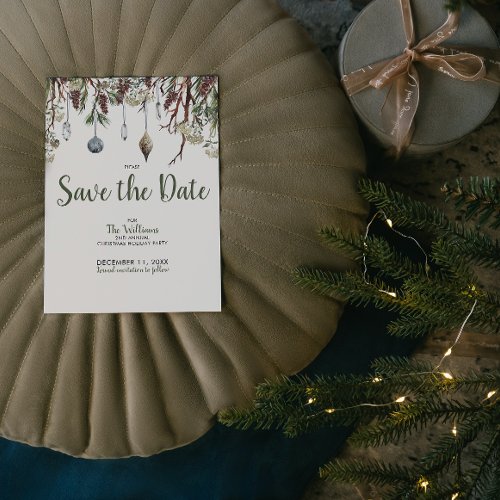 SNOWY PINES Christmas Holiday Party Save the Date Invitation