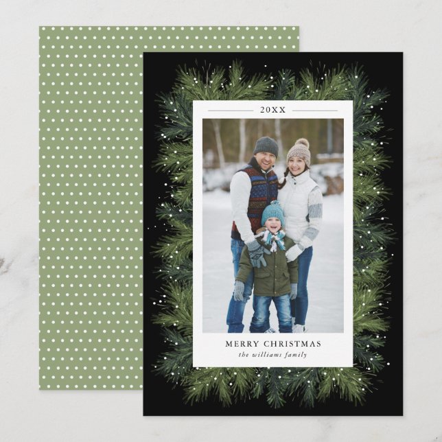 Snowy Pines Christmas Photo Card (Front/Back)