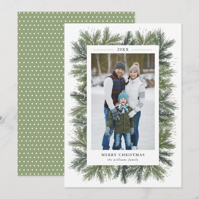 Snowy Pines Christmas Photo Card (Front/Back)