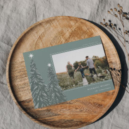 Snowy Pines | Elegant Christmas Photo Holiday Card