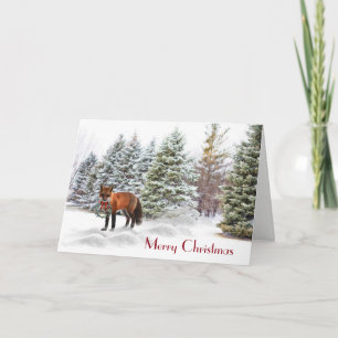 Snowy Pines with Fox Christmas Nature Card