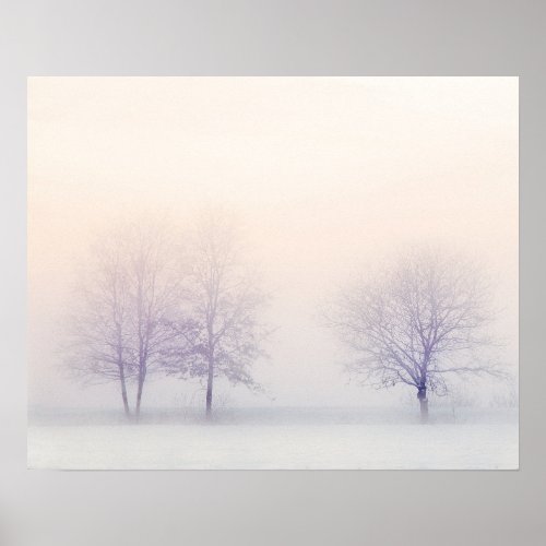 Snowy Pink and White Winter Landscape Poster