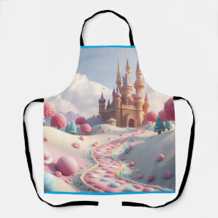 Snowy Pink Candy Land Fairy Castle Apron
