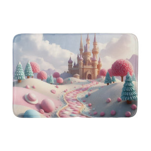 Snowy Pink Candy Land Fairy Castle Bath Mat