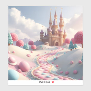 Snowy Pink Candy Land Fairy Castle Sticker