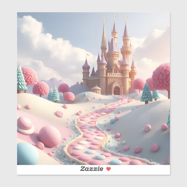 Snowy Pink Candy Land Fairy Castle Sticker (Sheet)