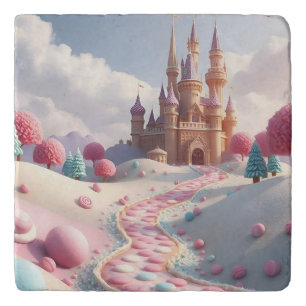 Snowy Pink Candy Land Fairy Castle Trivet
